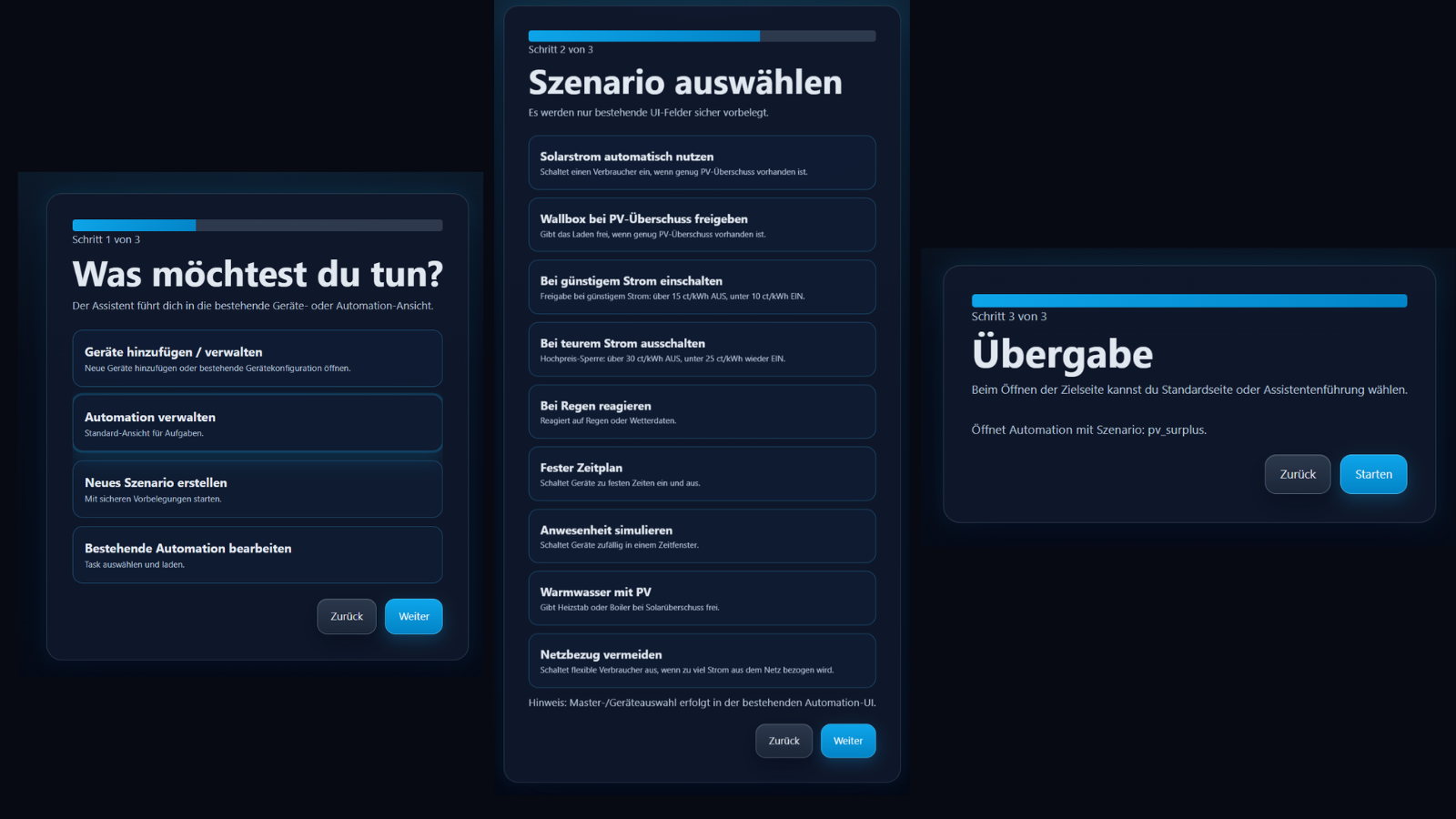 Auswahl im VyraVolt Assistenten