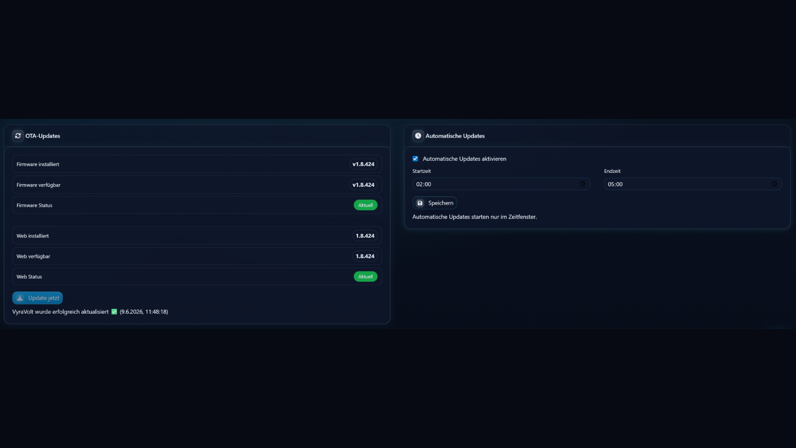 OTA-Update in den Einstellungen starten